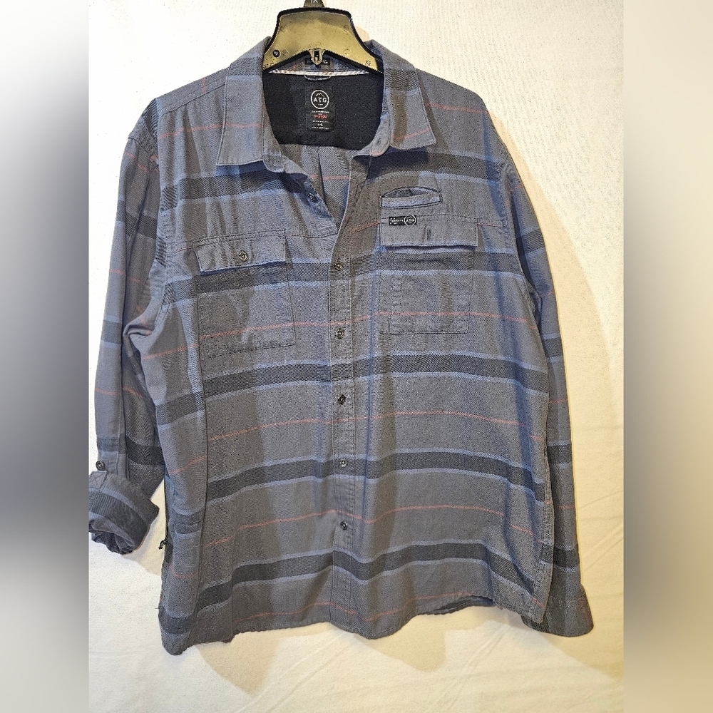 Men's Gray Plaid Casual Button Down Shirt